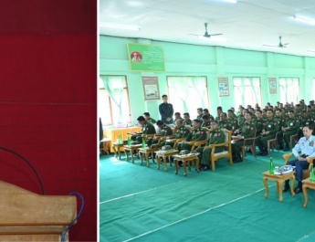 Chairman of State Administration Council Commander-in-Chief of Defence  Services Senior General Min Aung Hlaing inspects local training depot and Tatmadaw TV Broadcasting Unit (Taungnyo) in Taungnyo Station