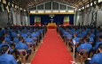 Chairman of State Administration Council Commander-in-Chief of Defence Services Senior General Min Aung Hlaing delivers address to officers, other ranks of families of Thanlyin Station in Yangon Command