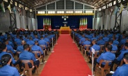 Chairman of State Administration Council Commander-in-Chief of Defence Services Senior General Min Aung Hlaing delivers address to officers, other ranks of families of Thanlyin Station in Yangon Command