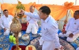 Chairman of State Administration Council Prime Minister Senior General Min Aung Hlaing pays homage to Shwedagon Pagoda, inspects full-surface  gold coating of the pagoda, donates gold plates