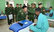 Chairman of State Administration Council Commander-in-Chief of Defence Services Senior General Min Aung Hlaing inspects local agriculture battalion and local military hospital in Bahtoo Station