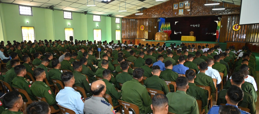 SAC Chairman Commander-in-Chief of Defence Services Senior General Min Aung Hlaing meets officer trainees from Tatmadaw (Army) Combat Forces School (Bahtoo)Tatmadaw members must serve assigned duties with full capability and determination successfully, having mental and physical health and strength as well as industry, enthusiasm, and full vitality