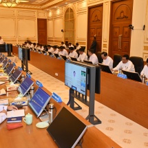 Chairman of State Administration Council Prime Minister Senior General Min  Aung Hlaing addresses work coordination meeting of Union government  Necessary preparation of officials and political parties that will participate in election required for successful holding of multiparty general election  