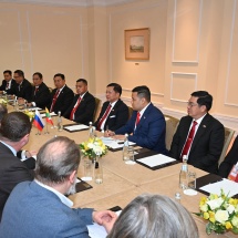 Chairman of State Administration Council Prime Minister Senior General Min Aung Hlaing receives delegation led by chairman of Russia-ASEAN Business Commission